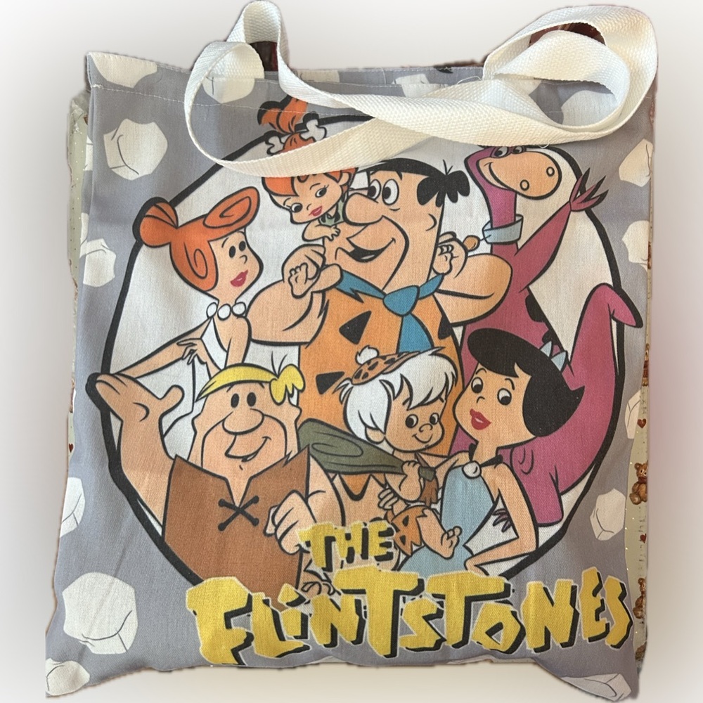 Flintstones Cartoon Tote Bag + a mystery necklace similar to Wilma Flinestones!🫧